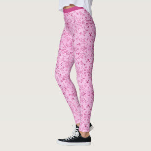 Flower Pattern Girly Vintage Retro Fuchsia On Pink Leggings