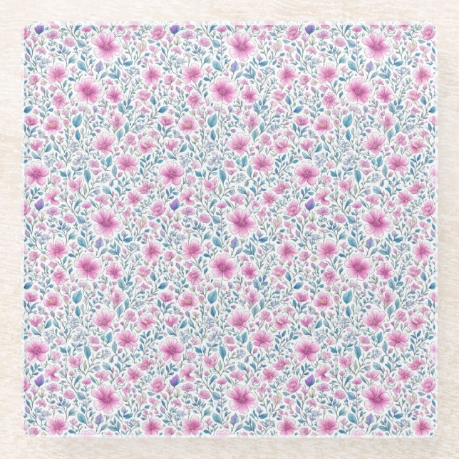 flower pattern glass coaster (Front)