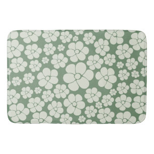 Flower Pattern - Green Bath Mat