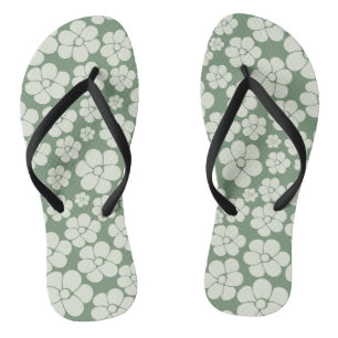 Flower Pattern - Green Flip Flops