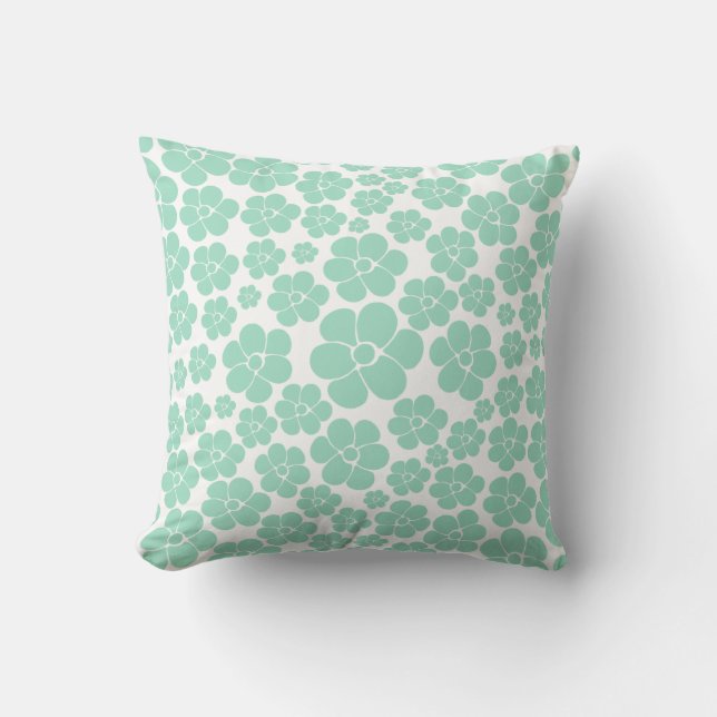 Flower Pattern - Green (Mint) Cushion (Front)