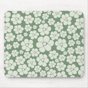 Flower Pattern - Green Mouse Mat