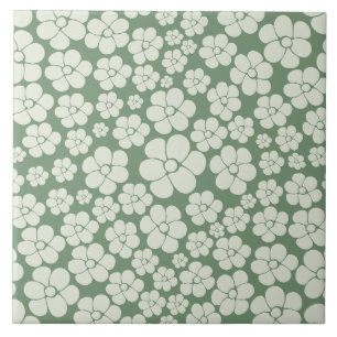 Flower Pattern - Green Tile