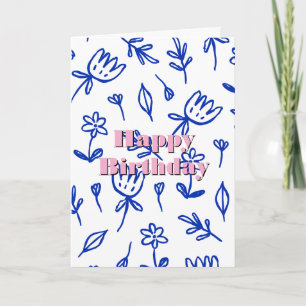 Flower pattern, Happy Birthday Card