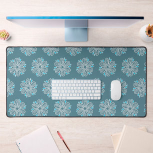 Flower Pattern in blue and white Desk Mat