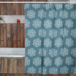 Flower Pattern in blue and white Shower Curtain