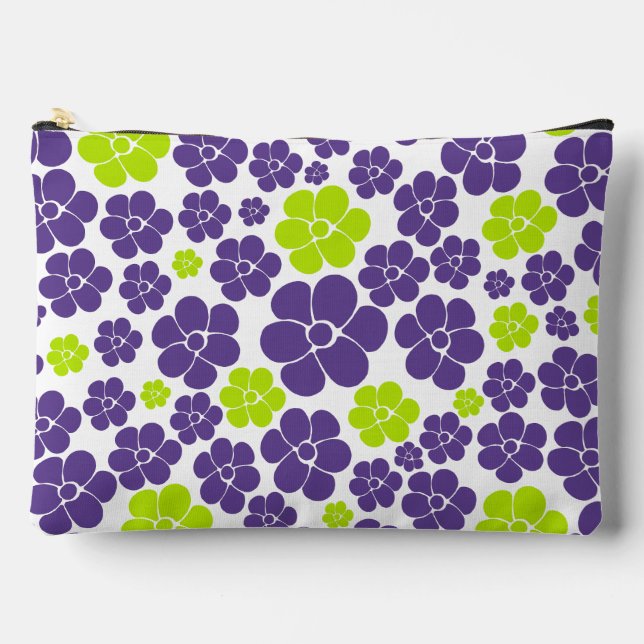 Flower Pattern in Lime Green and Purple Accessory Pouch (Front)