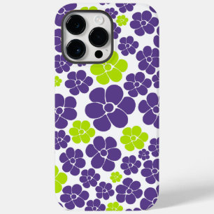 Flower Pattern in Lime Green and Purple Case-Mate iPhone 14 Pro Max Case