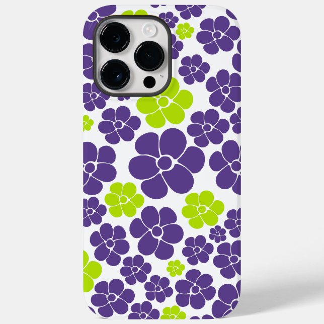 Flower Pattern in Lime Green and Purple Case-Mate iPhone Case (Back)
