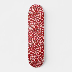 Flower Pattern in Red and White Skateboard