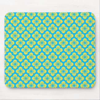 Flower Pattern in Yellow and Turquoise Mouse Mat