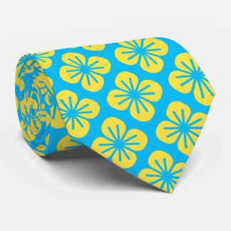 Flower Pattern in Yellow and Turquoise Tie