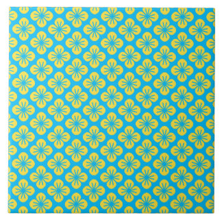 Flower Pattern in Yellow and Turquoise Tile