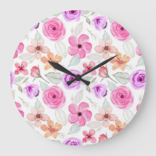 Flower pattern large clock