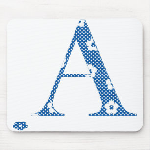 Flower Pattern Letter A(blue) Mouse Mat
