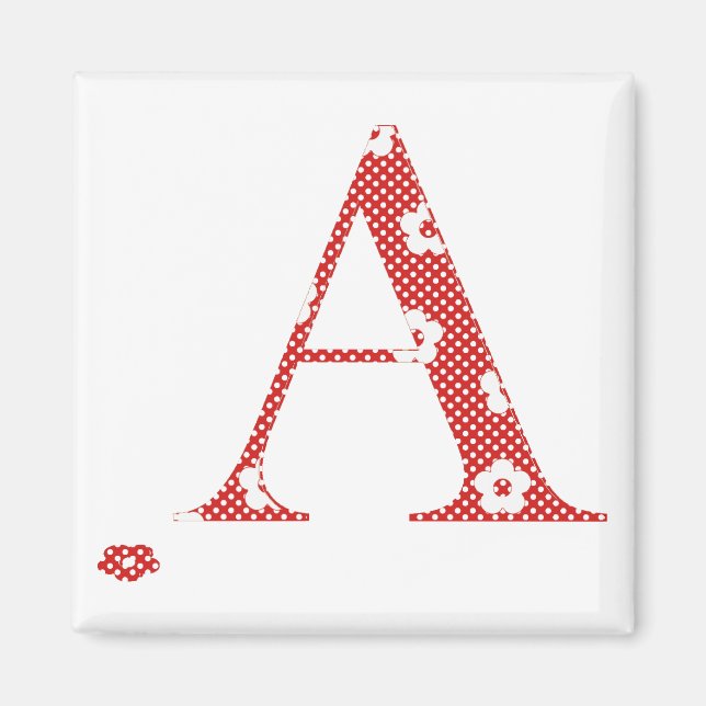 Flower Pattern Letter A (red) Magnet (Front)
