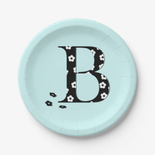 Flower Pattern Letter B Paper Plate
