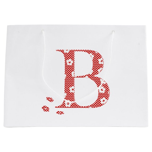 Flower Pattern Letter B (red) Large Gift Bag (Front)