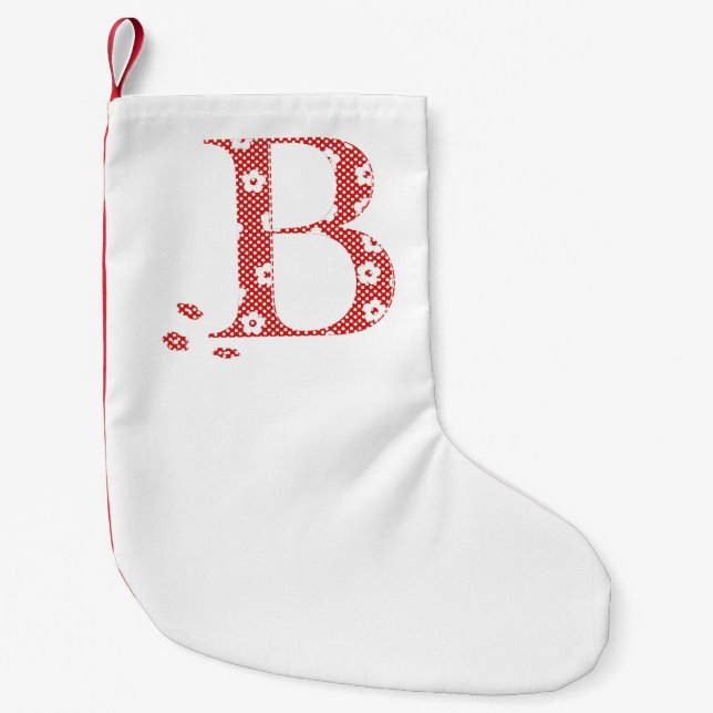 Flower Pattern Letter B (red) Small Christmas Stocking (Front)