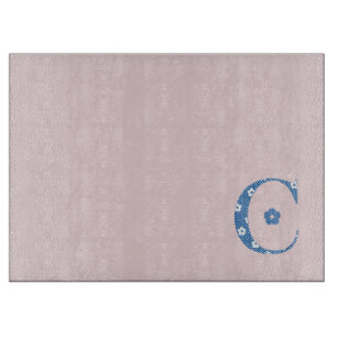 Flower Pattern Letter C(blue) Cutting Board