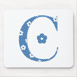 Flower Pattern Letter C(blue) Mouse Mat