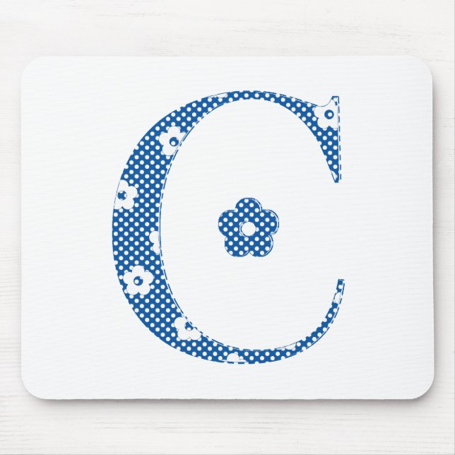Flower Pattern Letter C(blue) Mouse Mat (Front)