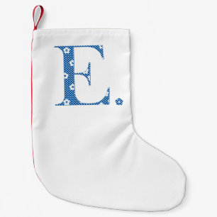 Flower Pattern Letter E(blue) Small Christmas Stocking
