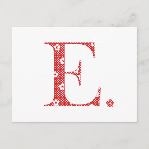 Flower Pattern Letter E(red) Postcard
