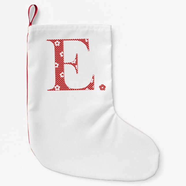 Flower Pattern Letter E(red) Small Christmas Stocking (Front)