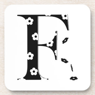 Flower Pattern Letter F Coaster