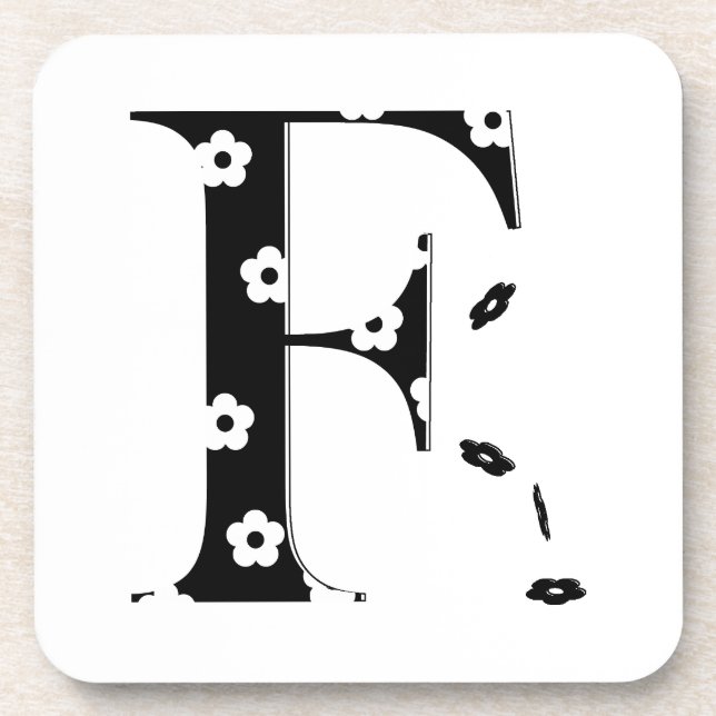 Flower Pattern Letter F Coaster (Front)