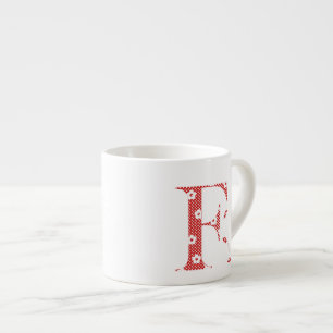 Flower Pattern Letter F(red) Espresso Cup