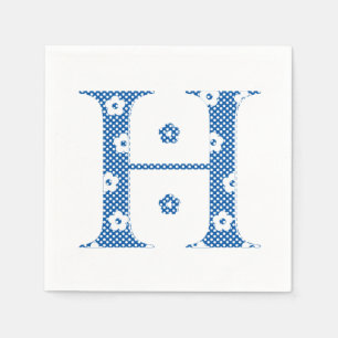 Flower Pattern Letter H (blue) Napkin
