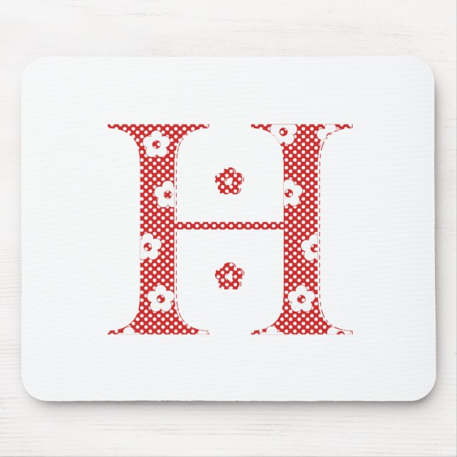 Flower Pattern Letter H (red) Mouse Mat (Front)