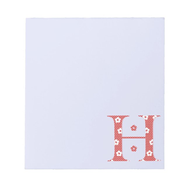 Flower Pattern Letter H (red) Notepad (Front)