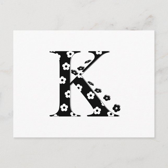 Flower Pattern Letter K Postcard (Front)