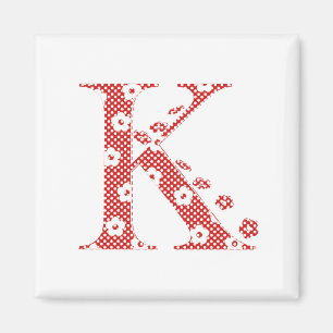 Flower Pattern Letter K(red) Magnet