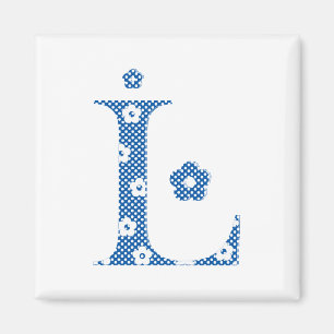 Flower Pattern Letter L(blue) Magnet