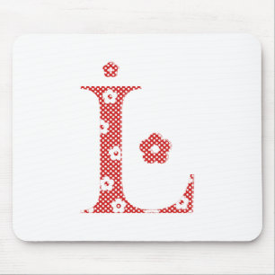 Flower Pattern Letter L(red) Mouse Mat
