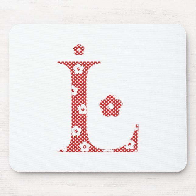 Flower Pattern Letter L(red) Mouse Mat (Front)