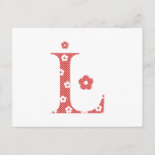 Flower Pattern Letter L(red) Postcard