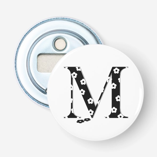 Flower Pattern Letter M Bottle Opener (Front)