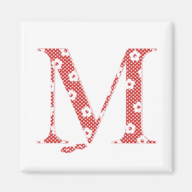 Flower Pattern Letter M(red) Magnet (Front)