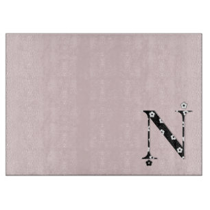 Flower Pattern Letter N Cutting Board
