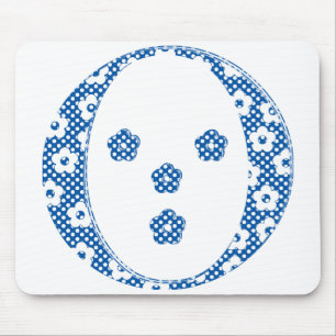 Flower Pattern Letter O(blue) Mouse Mat