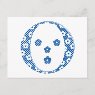 Flower Pattern Letter O(blue) Postcard
