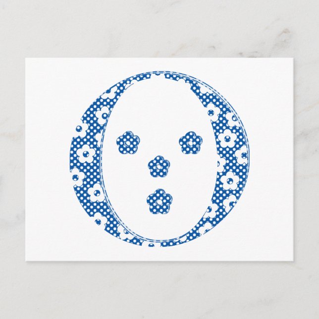 Flower Pattern Letter O(blue) Postcard (Front)