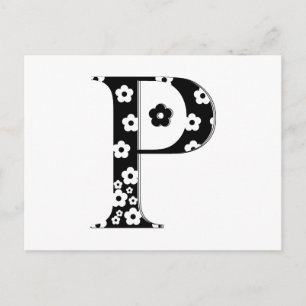 Flower Pattern Letter P Postcard
