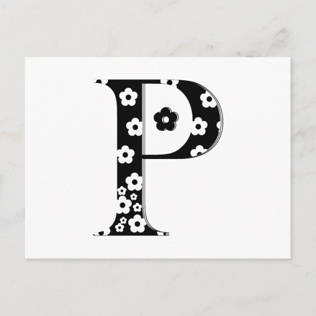 Flower Pattern Letter P Postcard (Front)