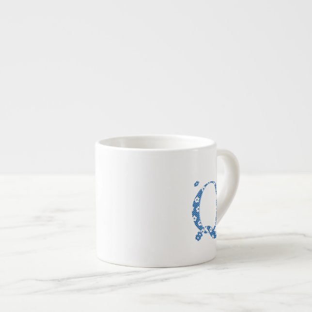 Flower Pattern Letter Q (blue) Espresso Cup (Front Right)